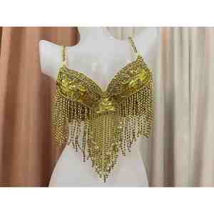 Traje de danza del vientre de talla grande con cuentas de sujetador de niña de alta demanda para mujer con alta calidad - Product Image 5