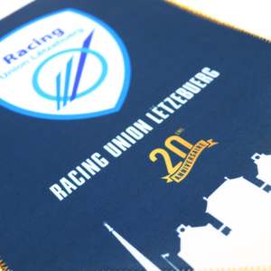 Gold-Trim Double-Sided Satin Pennant <b>Banner</b> Digital Printing Polyester Flags for Trade Show Giveaways - Product Image 3