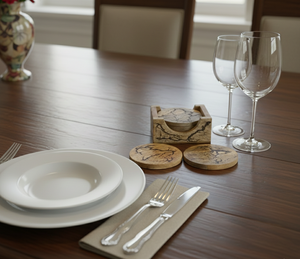 Ensemble de dessous-de-verre en bois fait main de qualité supérieure avec support |   Sous-verres en bois naturel |   Sous-verres en bois personnalisés avec logo pour bar, hôtel, cadeau - Product Image 2