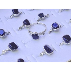 Stylish Silver Plated Fashion <b>Ring</b> with Dark Gemstone for Trendy Retail Resale - Product Image 1