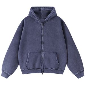 Sudaderas con Capucha y Cierre Completo para Hombre, Lisas, de Algodón 100%, Lavadas con Ácido, de Alta Calidad, Personalizadas al por Mayor, 2026 - Product Image 3