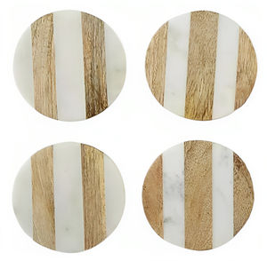 Sous-verres en marbre noir et blanc Multi-Design Coussinets en pierre essentiels pour chaque cuisine Set de formes rondes Tapis et tampons - Product Image 6