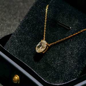 Colgante de cadena de diamantes ovalados en oro, oro rosa, oro blanco o plata, cultivado en laboratorio, certificado IGI, gama de colores D E F - Product Image 2