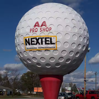 Décoration extérieure, sculpture géante de balle de golf décorative en fibre de verre, statue en résine, sculpture de balle de golf en fibre de verre