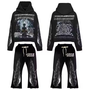 Personalizable 100% algodón temporada de invierno chándal Rhinestone DTG estampado transpirable ligero ecológico conjuntos sin costuras sólido - Product Image 2