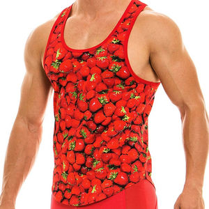 Camiseta sin mangas con diseño de estampado personalizado para hombre, ropa de calle de punto sin mangas de talla grande, camiseta sin mangas holgada de entrenamiento de gimnasio con peso regular - Product Image 2