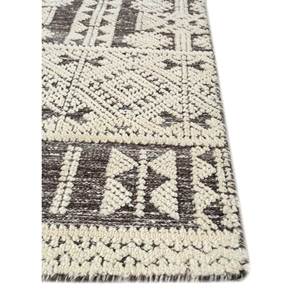 Alfombra de Lana Grande Rectangular Geométrica Trenzada 3D para Sala de Estar, Hecha a Mano, Modelo SKWL-422, Color Marfil - Product Image 4