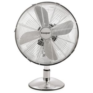Ventilatore da Tavolo Kooper a 4 Pale, 3 Velocità, 35W, Argento, Elettrico a Batteria, Telecomando, USB, per Casa e Ufficio, Installazione, Plastica - Product Image 1