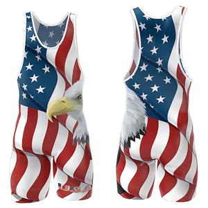 Custom New Design Sublimated Printing Wrestling <b>Singlet</b> Mma Apparel Color Usa White Full Dye Sublimation Wrest Sports Wear Wrest - Product Image 3