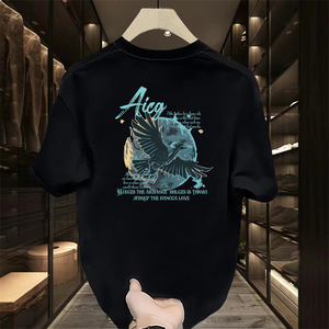 Camisetas de algodón personalizadas de fábrica OEM para hombre, camiseta tejida de algodón puro, camiseta informal de moda de manga corta transpirable - Product Image 3