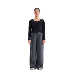 Pantalons de survêtement à jambes larges taille haute pour femmes, coupe ample, jambes droites, pantalons de détente décontractés pour l'hiver pour femmes - Product Image 2
