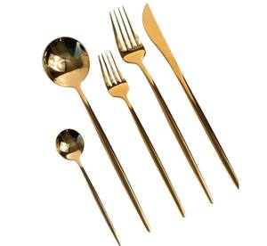 Vaisselle en acier inoxydable de qualité alimentaire de style classique à vendre ensemble de couverts plaqués or pour la maison et l'hôtel - Product Image 2