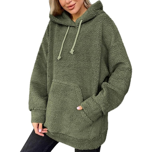 Marque privée de bonne qualité de sweats à capuche Sherpa pour femmes Concevez votre propre fait sur mesure à bas prix sweats à capuche en polaire Sherpa pour femmes - Product Image 1