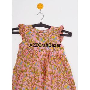 Robe de princesse écologique à imprimé floral pour filles col en O moulante bouton décoration douce à manches courtes fête d'été lavable - Product Image 2