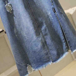 กระโปรงยีนส์ยาวทรงสูงสีน้ำเงินสำหรับผู้หญิง กระโปรงยีนส์แม็กซี่ทรงเข้ารูปมีซิป กระโปรงยีนส์แม็กซี่ทรงสกินนี่แฟชั่นสตรีทแวร์ - Product Image 2