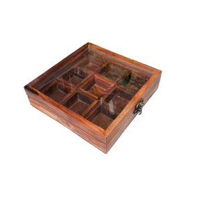 Récipient de stockage d'herbes et d'épices brun en bois de style bambou avec boîte à épices et étagère à épices - Product Image 6