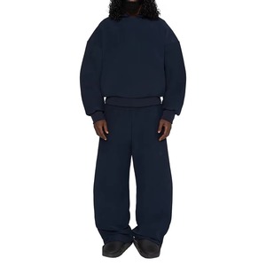 Winter 2 Piece Men's Sets Blank Straight Leg Sweatpants and <b>Zip</b> <b>up</b> Hoodie Set Unisex Custom logo Fleece Streetwear Tracksuits - Product Image 1