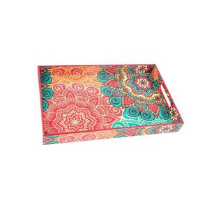 Plateau imprimé en bois avec poignées pour un service facile Plateau en bois imprimé avec conception de motif artistique - Product Image 3