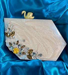 Bolso de mano tipo resina personalizado de artesanía india de Color blanco para mujer, bolsos de mano promocionales - Product Image 4