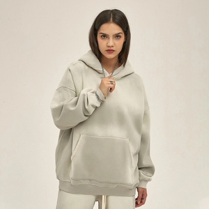 Haut de survêtement décontracté pour femme, tendance, en coton 100% respirant, délavé à l'acide, grande taille, écologique, couleur unie - Product Image 5