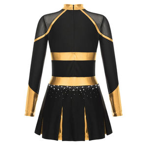 La pratique de cheerleading pratique de nouvelle mode place des uniformes à motif solide au-dessus du genou avec des hauts courts - Product Image 6