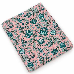 Tissu en voile de coton peigné 60S60S léger, imprimé à la main par bloc, motif floral, 90 GSM, largeur 43/44 pouces, Pinksa Fashion - Product Image 3