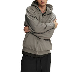 High Street 430g Plus Size Fleece Thicked Zip up Hombres Sudaderas con capucha Alta calidad Full Zipper Hombres Sudaderas con capucha para hombres - Product Image 4