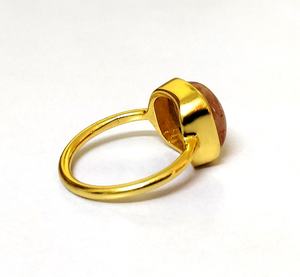 ทองเหลืองที่สวยงามด้วยทองชุบแหวนอัญมณีอินเดียเครื่องประดับขายส่งจำนวนมากธรรมชาติอาทิตย์หินชุบทองแหวน - Product Image 2