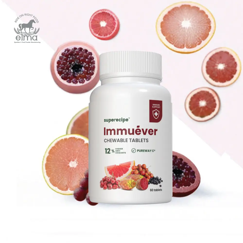 Vitamina C Inmunidad Boost Tableta masticable Frutas naturales Extracto de pomelo Acerola Cereza para inmunidad Boost Extracto de fruta