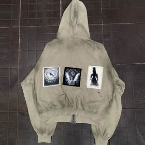 OEM Custom Logo Men's High Quality Spring Streetwear Hoodie Knitted Polyester/Cotton with Graphic Screen Print Solid Pattern - Product Image 2