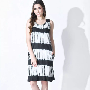 2023 prix de gros vêtements fabricants cravate teinture femmes sans manches robe midi avec poche été chaud tenue décontractée - Product Image 1