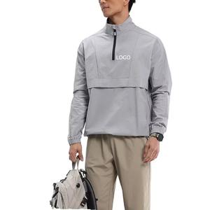 Veste coupe-vent à demi-fermeture éclair avec logo personnalisé pour hommes vêtements de sport légers pour la course à pied vêtements d'entraînement pour hommes - Product Image 3