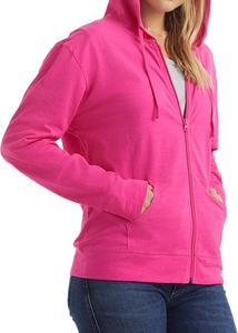 Vente en gros de sweat-shirt à capuche zippé confortable et décontracté de couleur unie à manches longues et col rond pour femmes 100% coton au meilleur prix - Product Image 4