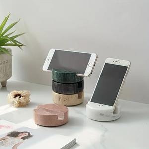 Black marble phone stand round phone holder natural <b>stone</b> dock luxury smartphone rest minimalist phone support modern design - Product Image 6