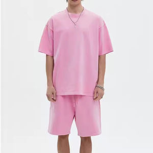 Camiseta y pantalones cortos para hombre de calidad premiUm 320 GSM Heavyweight 100% algodón pantalones cortos deportivos conjunto de verano de gran tamaño para Unisex - Product Image 4