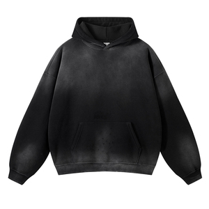 Personnalisable Surdimensionné Hommes Acid Wash Sweat À Capuche Vintage Français Terry Coton Polaire Sweat pour L'hiver Streetwear - Product Image 3