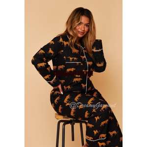 Conjunto de dos piezas al por mayor de pijamas de algodón 100% estampados personalizados ropa de dormir de satén para mujer uso en casa con material de Bambú - Product Image 4