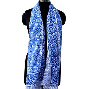 Wholesale Price Indian Leaf Block Print Cotton <b>Women</b> Scarves Handmade Beach Cover Pareo Light Weight Sarong Traditional <b>Shawls</b> - Product Image 1