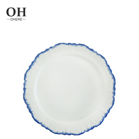 Service de vaisselle en porcelaine fine Royal Albert blanc simple avec bord bleu, assiettes à dîner en céramique, décoration de table de Noël, événement en plein air, fête