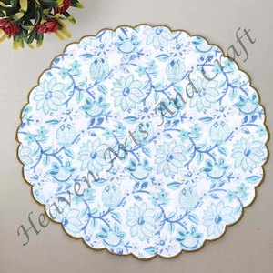 Serviette de table ronde moderne imprimée à la main 100% coton Design unique pour avion, hôtels et usage domestique EN041 - Product Image 5