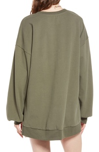 Vert fossette surdimensionné 100% coton mince personnalisé sweat shirt bouffée impression Logo personnalisé décontracté français éponge sweats à capuche pour femmes - Product Image 3