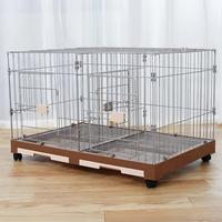 Cage empilable carrée en fer pour animaux de compagnie avec plateau en plastique, fermeture coulissante horizontale, double cage pour chiens/chats/lapins, cage d'élevage modulaire sur roues