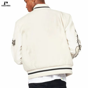 Vestes de baseball varsity pour hommes de haute qualité, style streetwear, hiver 2025, logo personnalisé, broderie, tissu en laine, col montant, patchwork - Product Image 5