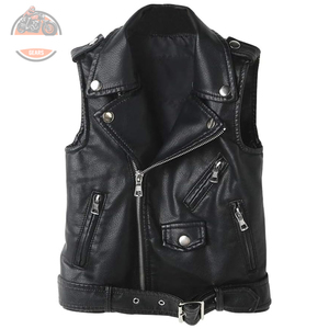 Customizable Logo Waterproof Street Classic Leather Sleeveless Jackets with Custom Embroidery Patches Windproof Feature - Product Image 1