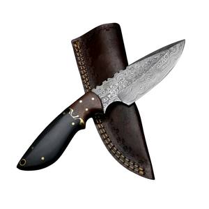 Imra Impex Couteau de chasse d'extérieur en acier damassé fait à la main avec manche en bois stabilisé unique Couteau de survie avec gaine en cuir - Product Image 2