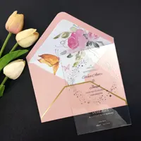 Cartes d'invitation imprimées personnalisées de luxe, enveloppes, autocollants de sceau de cire, cartes de vœux faites à la main, acrylique transparent, invitation de mariage