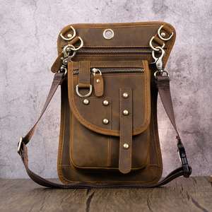 ALW alta calidad cuero genuino motocicleta riñonera muslo caída pierna bolsa para hombres mujeres - Product Image 4