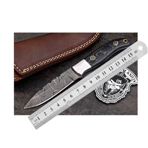 Couteau de chasse fait main en acier damas personnalisé manche en bois de haute qualité et lame en acier inoxydable pour le camping Support OEM pour le bricolage - Product Image 1