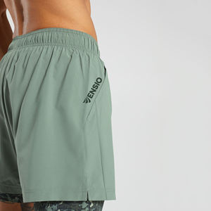Shorts de sport 2-en-1 en coton pour hommes, grande taille, à séchage rapide, avec poches latérales, pour la course et la gym, style streetwear, vente en gros - Product Image 5