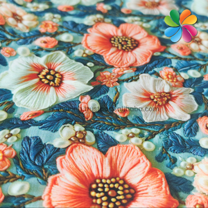 Tissu en soie 100D à impression numérique, motif floral 3D, matière douce, respirante et lisse, OEM et ODM - Product Image 5